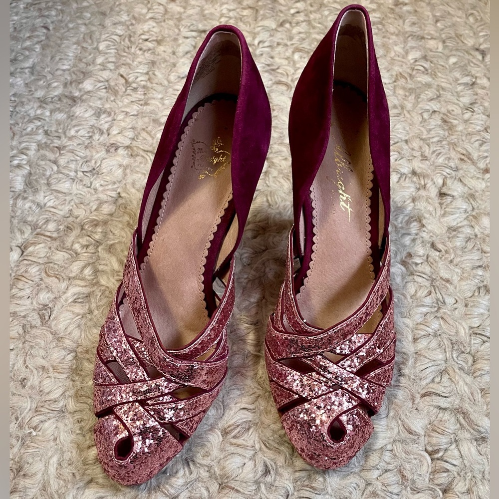 Miss Albright Dominique Velvet and Sparkle Heels 8.5